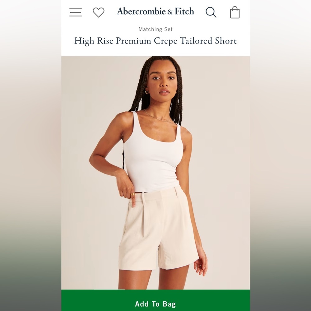 Abercrombie & Fitch High Rise Premium Crepe Tailored
Short